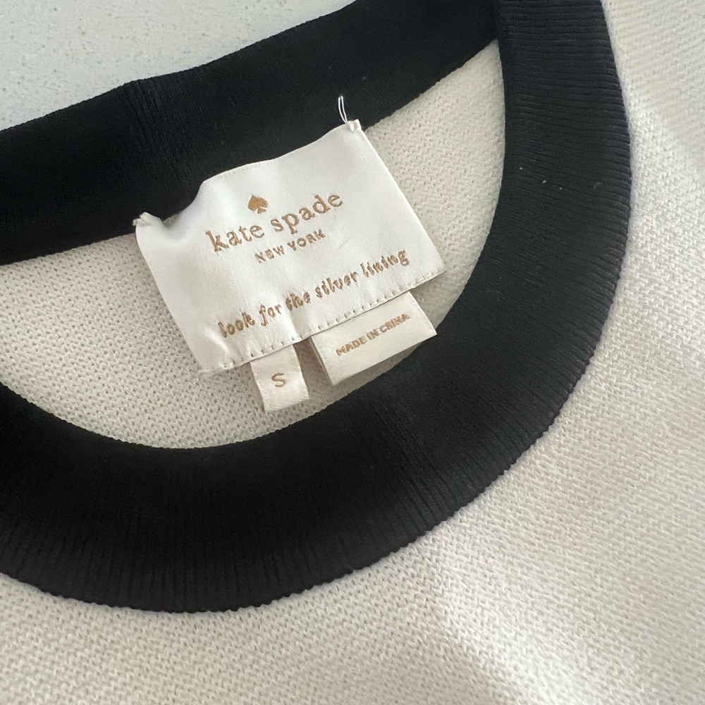 Kate Spade | Fancy to Meet You Black and Cream Striped Mini scuba knit Dress - Picture 4 of 7
